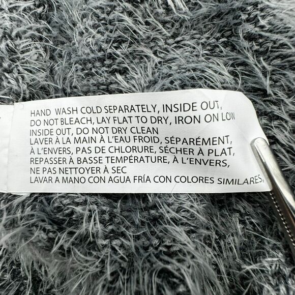 BLACK‎ TAPE Women's 3X Gray Fuzzy Fur Knit Long Cardigan Sweater Open Front Cozy - Picture 6 of 9